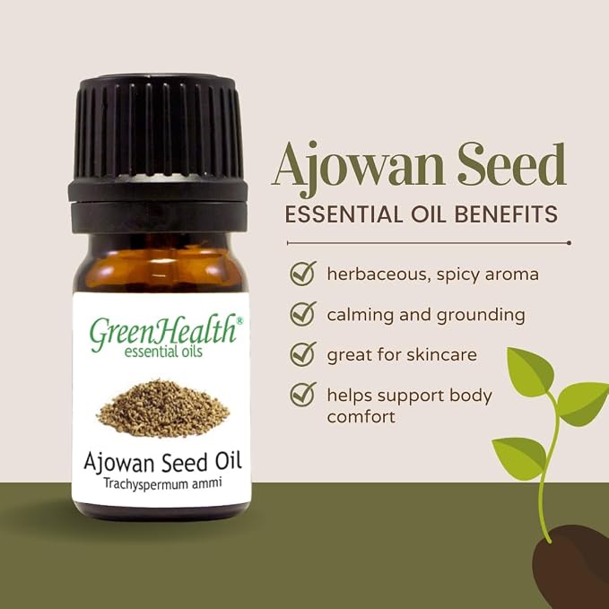 Ajowan Seed Essential Oil – 8 fl oz (237 ml) Aluminum Bottle w/Plug Cap – 100% Pure Essential Oil – GreenHealth