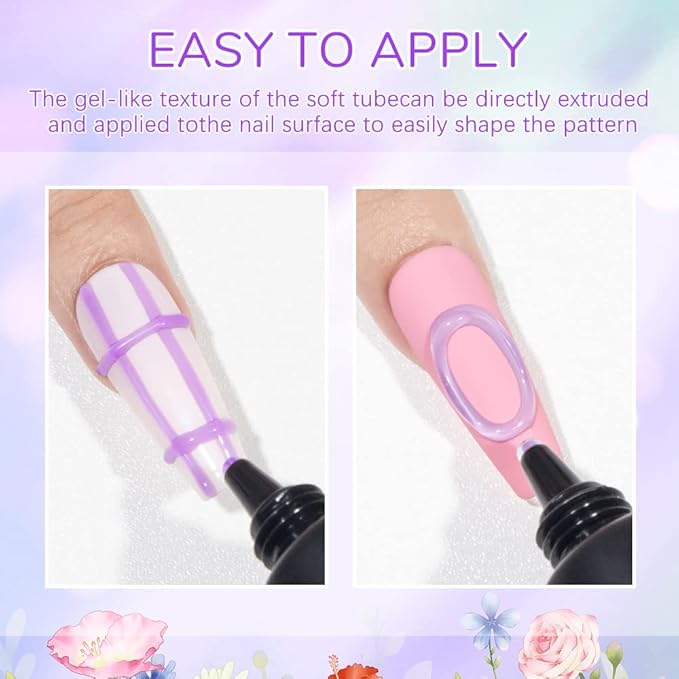 3D Nail Art Gel Sculpting for Design - 8 Colors Clear White Embossing Tube for Carving Modeling Painting Drawing - Home DIY Manicure