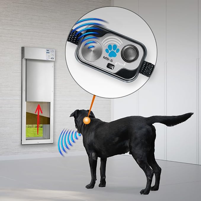 Genuine MS-5® Automatic Pet Door Collar 2-Pack, Tested & Certified by High Tech Pet with 6 Free Preimum Batteries. Complies with Power Pet Door Performance Warranty.
