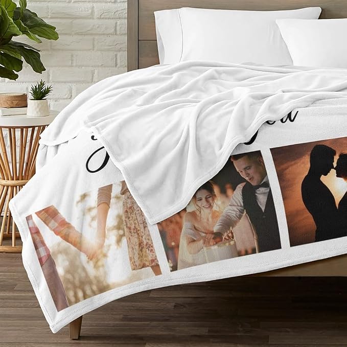 inkArts Custom Blanket with Photo, Personalized Blanket, Customized Photo Blankets, Customizable Picture Blankets, Personalized Anniversary Photo Gifts for Women Men Her Him Girlfriend Boyfriend
