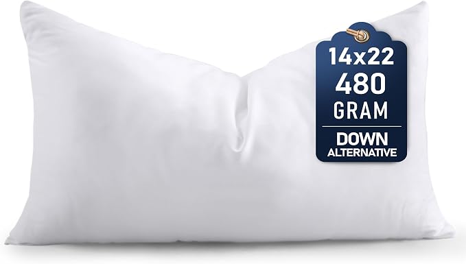 Utopia Bedding Throw Pillows, 14x22 Pillow Inserts, Pack of 1, White | Down Alternative Throw Pillow Inserts, Couch Pillows for Indoor Decor, Plush & Supportive, Decorative Cushion for Sofa, White