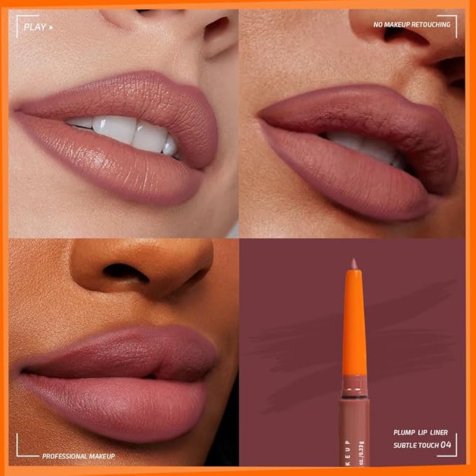 Retractable Lip Liner Pencil for Shaping & Sculpting Lips,Creamy Matte Gel Crayon Lip Liner Pencil delineador de labios,Long Lasting Waterproof Lipstick LipLiner (04#, 1 Count (Pack of 1))