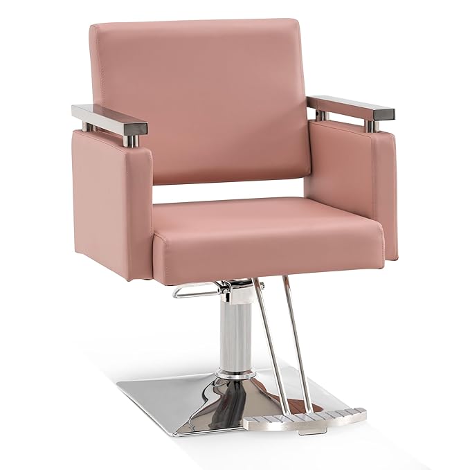 BarberPub Classic Hydraulic Barber Chair Styling Salon Chair for Hair Stylist Beauty Spa Equipment 8808 (Pink)