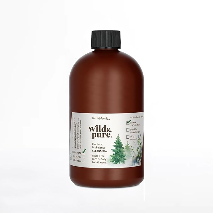 Wild & Pure EWG Verified Natural Body Wash Refill (18oz) for Foamers/Spray | Cleanser, Deodorizer, Moisturizer | Face, Hands, Body | pH-Balanced, Microbiome-Friendly, Plant-Based | Refillable Skincare