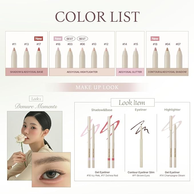 Heart Percent Dote On Mood Gel Eyeliner Pencil, Long-Lasting Waterproof Smudge Proof Smooth Retractable Eye Liner Pencil with Built-In Sharpener (17. Dohwa Red)