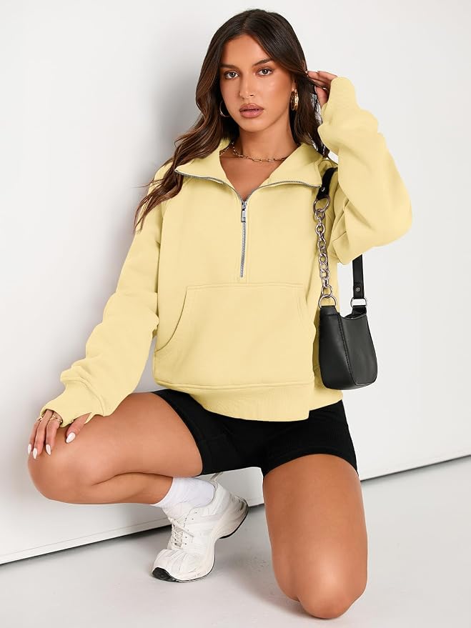 AUTOMET Womens Sweatshirts Half Zip Fleece Pullover Fall Outfits | Fall Fashion Clothes 2026,Cropped Sweatshirts,Cute Y2k Tops,Quarter Zipper Sweater,Winter Loungwear Outfits