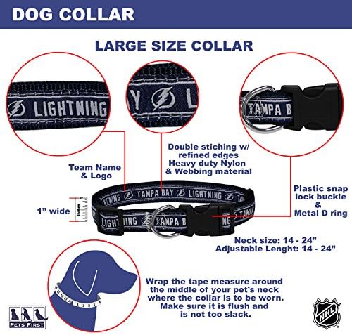 NHL Tampa Bay Lightning Collar for Dogs & Cats, Large. - Adjustable, Cute & Stylish! The Ultimate Hockey Fan Collar!