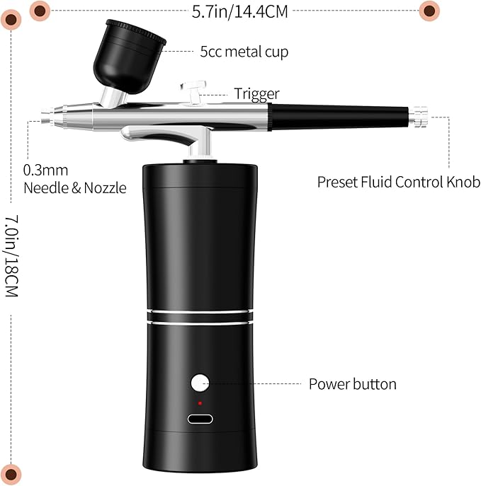 Airbrush Kit Portable Airbrush Air Brush Kit with Air Compressor Airbrush for Nails Airbrush Compressor High Pressure Nail Airbrush Machine Handheld Mini Air Brush Kit (Black)