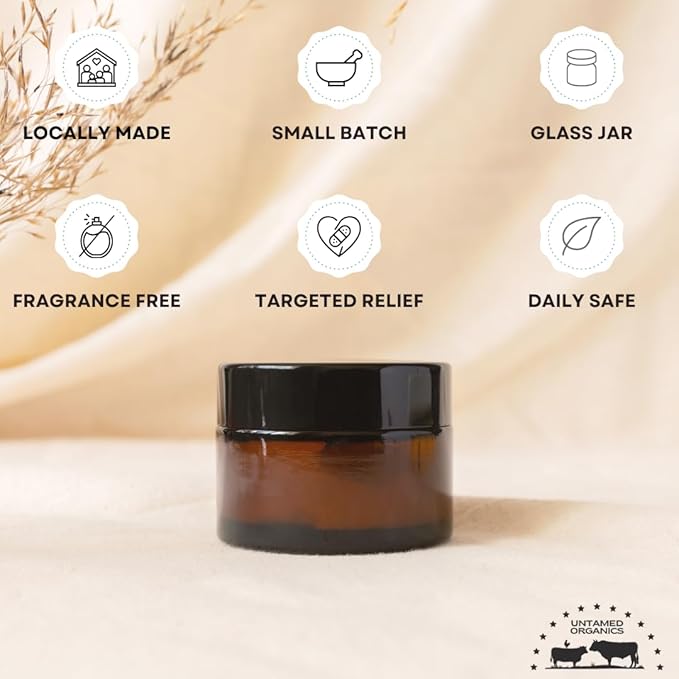 Untamed Organics Handmade Tallow & Honey Skin Balm | 100% Grass-Fed Grass-Finished Tallow + Raw Wild Honey | All Purpose Whole Body & Face Moisturizer For Sensitive Skin, 2 fl. oz. (Unscented)
