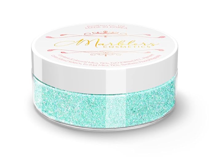 MARBLERS Chunky Natural Mica Powder [Tiffany Pearl] 0.11oz (3g) | Highly Pigmented | Non-Toxic, Vegan, Cruelty-Free | Eyeshadow, Body Butter, Nail Polish, Nail Art | Party, Body, Face Makeup