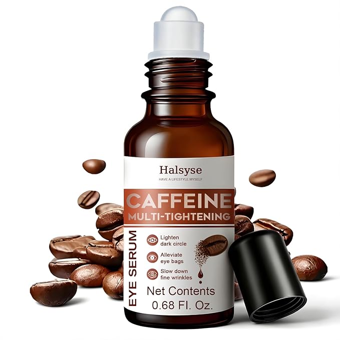 Caffeine Eye Serum with Cooling Roller – Helps Reduce Dark Circles, Puffiness & Fine Lines – Under Eye Treatment with Hyaluronic Acid & Collagen for Firmer, Brighter-Looking Eyes