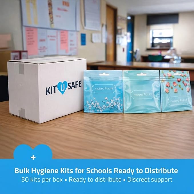 Hygiene Plus Bulk Period Kit with Disposable Underwear (Medium) – Complete Menstrual Care Kits for Schools, Healthcare & Organizations – Includes Tampon, Maxi Pad, Pantyliner & Wipe (50)