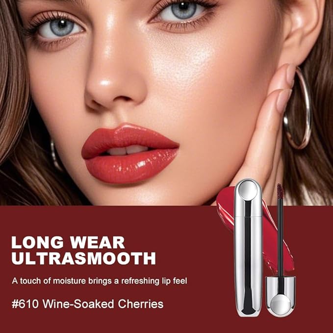 Mirror Shine Lip Gloss, Hydrating Airy Lip Tint, Lightweight Water-Gloss Finish, Moisturizing Crystal Film Lip Glaze, Clear Non-Sticky, Juicy Hydration for Plump, Non-Drying Lips-610#