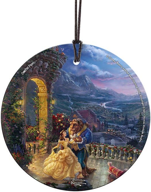 Disney Beauty and The Beast Dancing in The Moonlight 3.5” Starfire Prints Hanging Glass Print Accessory SPCIR736