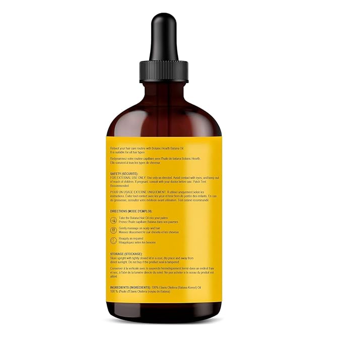 Botanic Hearth Batana Oil for Hair Growth & Hair Treatment Oils | Dr Sebi Inspired, 100% Raw & Pure Batana Oil | Scalp & Hair Treatment for Thickness & Strength | All Hair Types | 4 fl oz