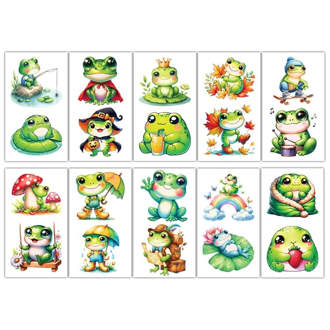 Temporary Tattoos Party Supplies - set 30 Sheets Tattoos (Frogs)