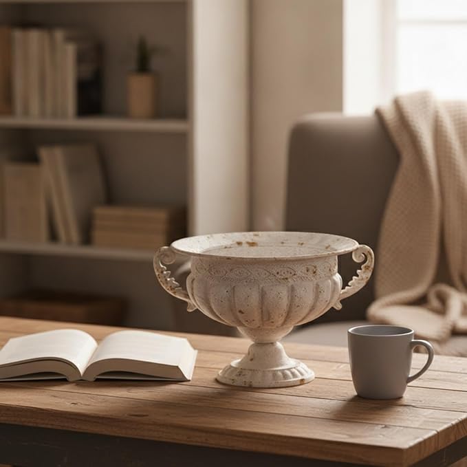 Qianly Urn Planter with Pedestal Antique-Style Urn with Handles Decorative Vessel for Tabletop