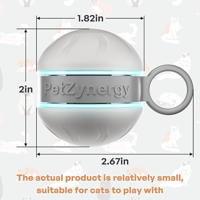 Speedy 2.0 Tail Interactive Cat Toys for Bored Indoor Adult Cats with 3 Tails,Automatic Cat Toy Ball Self Moving Chirping,Smart Kitten Rechargeable Cat Balls for Enrichment Exercise Essentials (Grey)
