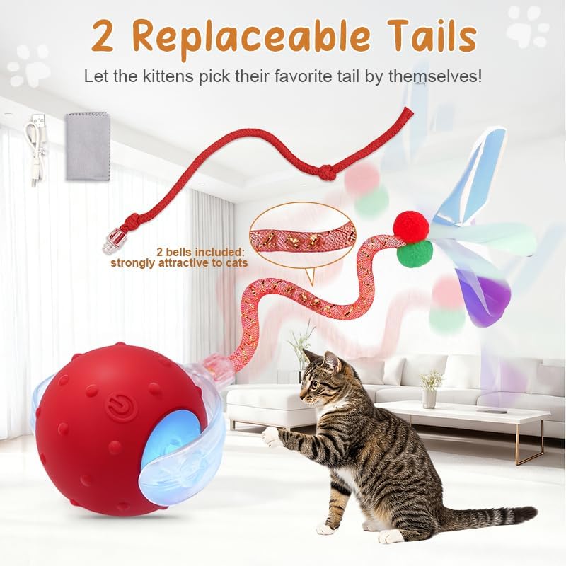 Interactive Cat Ball Toy, Motion Activated Electric Rechargeable Cat Toy
