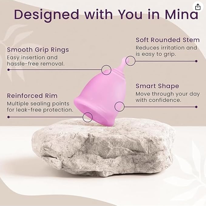 Reusable Menstrual Cup Set - The Most Reliable Medical Grade Silicone Period Cups - Comfortably use for 12 Hours (Small & Large)