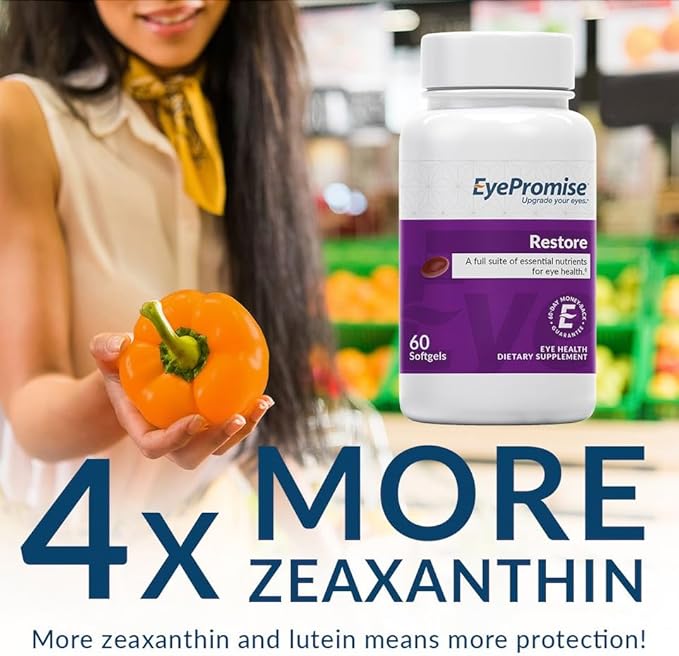 EyePromise Restore Eye Health Supplement - 60 Softgels, 30-Day Supply - Omega 3 Supplement with Zeaxanthin, Lutein, Fish Oil, EPA, DHA & Vitamins for Eye Health