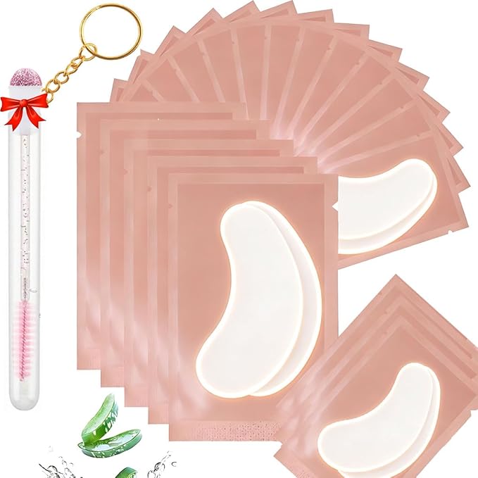 100 Pairs Professional Under Eye Pads Gel Lash Extensions, Premium Hydrogel Patch Gel Pad Beauty Makeup Tool for Under Eyes Eyelash Extension (Light Pink)