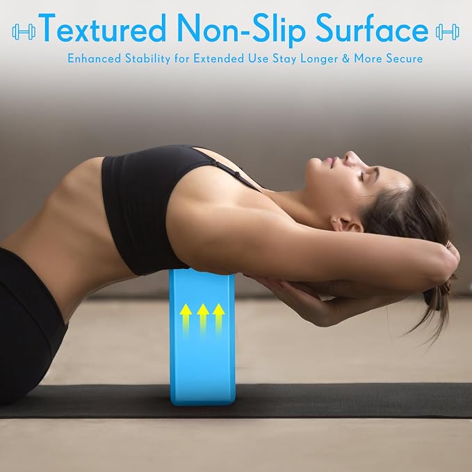 RoundFunny 4 Pack Yoga Blocks Non Slip Pilates Brick Foam Blocks Pilates Dance Gymnastics Workout Fitness Props Tool for Stretching Meditation and Exercise