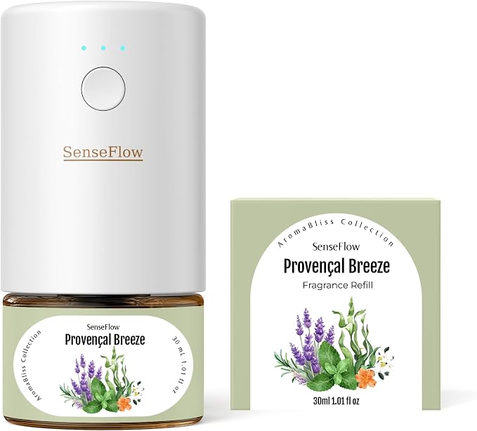 Essential Oil Refill 1.02oz/30ml - Free SF101 Waterless Aromatherapy Diffuser, Covers 1000 Sq Ft, 120-Day Natural Scent,Provençal Breeze