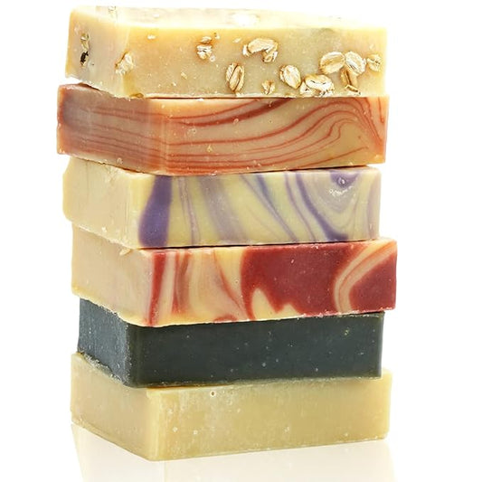 Goat Milk Soap Bar (Variety 6 Pack) - Natural Bar Soap for Men & Women - Handmade w/Real Milk - Dry Skin, Hands/Body - Premium, Gentle, No Dyes - (Large, 5oz)