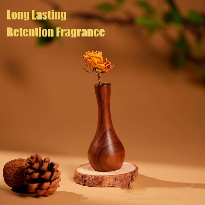 Wooden Fragrance Diffuser,Walnut Vase Essential Oil Diffuser,Aromatherapy Wood Vase Fragrance Retention Long Lasting Fragrance for Home Bathroom Office.2 Pieces.