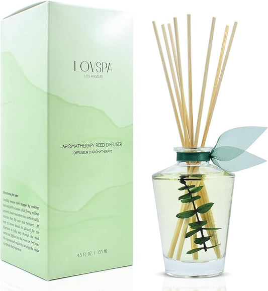Reed Diffuser Set, Cleanse Eucalytpus Sage Scented Oil Diffuser with Sticks, Home Fragrance Accessories for Bathroom Shelf Decor, Aroma Diffusers for Home or Office Desk, USA Made