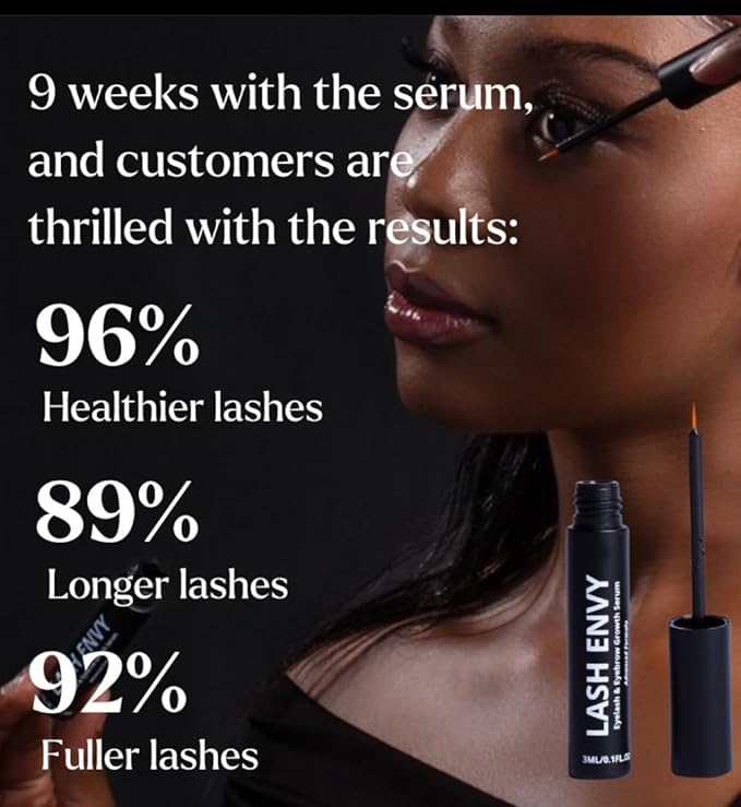 Lash & Brow Growth Serum, Quick Results, All Organic Ingredients, Vegan Friendly, Cruelty Free, Oil Free