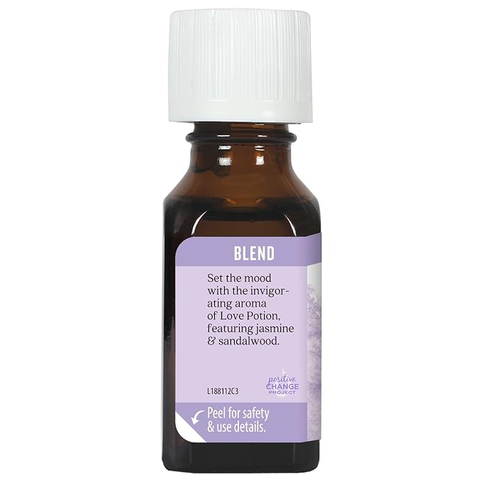 Aura Cacia Love Potion Essential Oil Blend | Romantic Aromatherapy with Jasmine, Ylang-Ylang, Sandalwood, Patchouli, Mandarin, Lemon, Cardamom, Vetiver | 0.5 Fl Oz (Pack of 1)