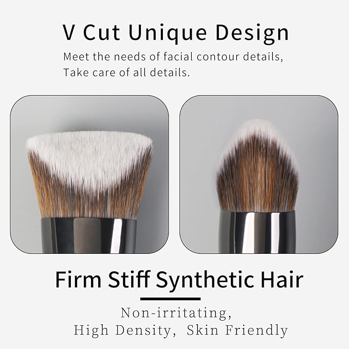 Angled Foundation Brush for Liquid Makeup, Contour Foundation Brush, Cream Contour Brushes for Makeup, Pinnacle Foundation Brushes for Cream Foundation, Makeup Brushes for Foundation.