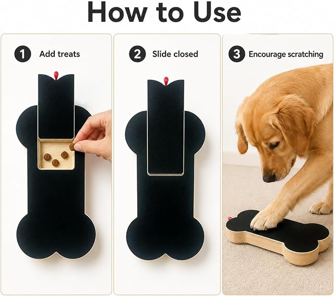 Dog Nail Scratch Board Scratcher Treat Dispenser Non-Slip Nail File Board