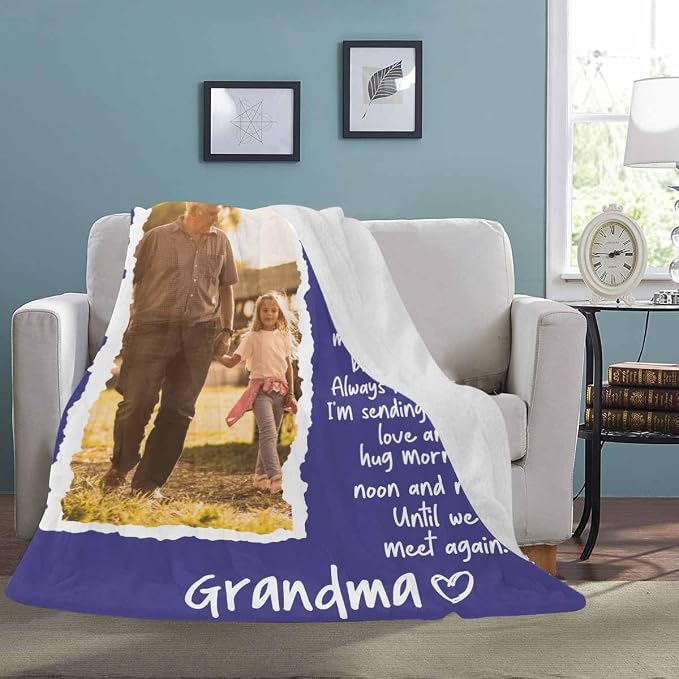 Custom Memorial Blanket with Photo - Sympathy Gift for Loss of Loved One | in Loving Memory Personalized Sympathy Blanket for Loss of Dad Mom Husband Wife Friend Memory of Loved One Gifts