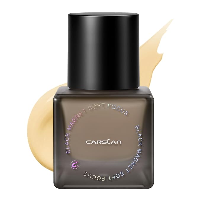 CARSLAN Black Magnet Liquid Foundation, 24H Longlasting Matte Finish Face Base Makeup, Waterproof, Smudgeproof, Buildable, Full Coverage Natural Finish, 30ml/1.05 Fl Oz, N01 For Natural Skin