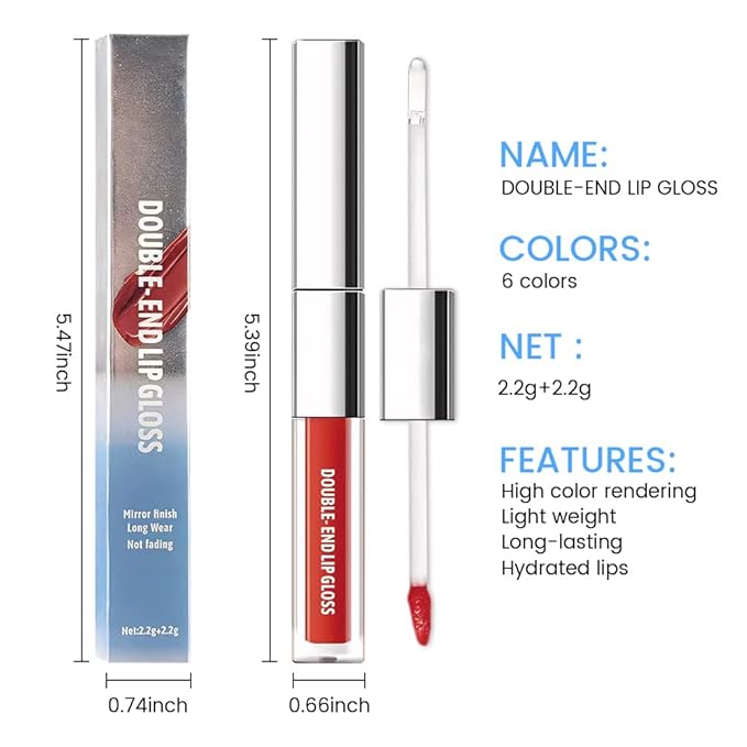 2-in-1 Matte Liquid Lipstick & Clear Lip Gloss, Long Lasting Waterproof Smudge Proof 24 Hour Lip Color Stain, Non Stick & Non Fading, Vegan Matte Makeup Lip Stain for Women, Classic Red #06