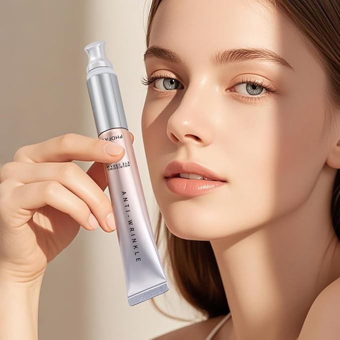 PHOFAY Anti-Wrinkle Moisturizing Eye Cream 14ml / 0.5 fl oz – Smart Sensor Electric Massager, Lightweight & Fragrance-Free Formula, Quick Absorption, Suitable for Sensitive Skin (0.24 floz)