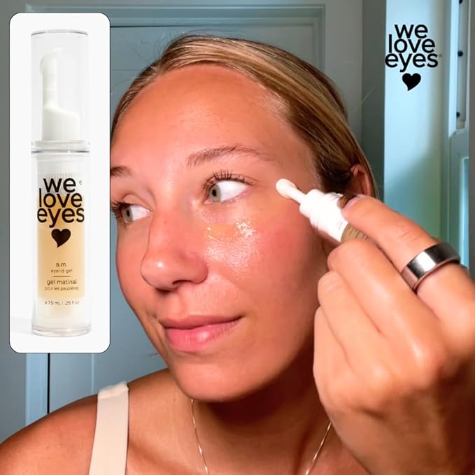 We Love Eyes A.M. Eyelid Gel - For puffy eyes, fine lines, under eye bags. Healthy for your eyes. Botanical & vegan ingredients.