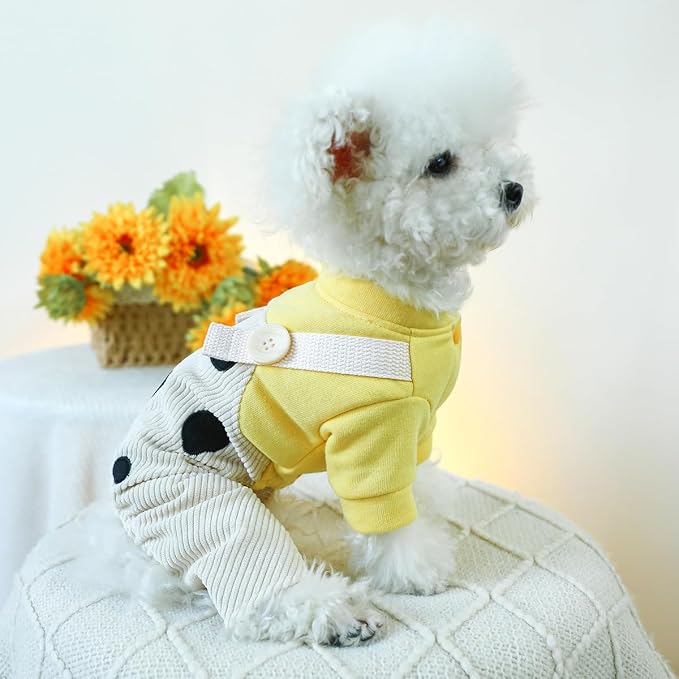 Dog Stylish Overalls Comfortable Puppy One Piece Outfits Summer Bib Overalls for Small Dogs Cute Pet Jumpsuit Onesie Chihuahua Yorkies Birthday Holiday Clothes Costume