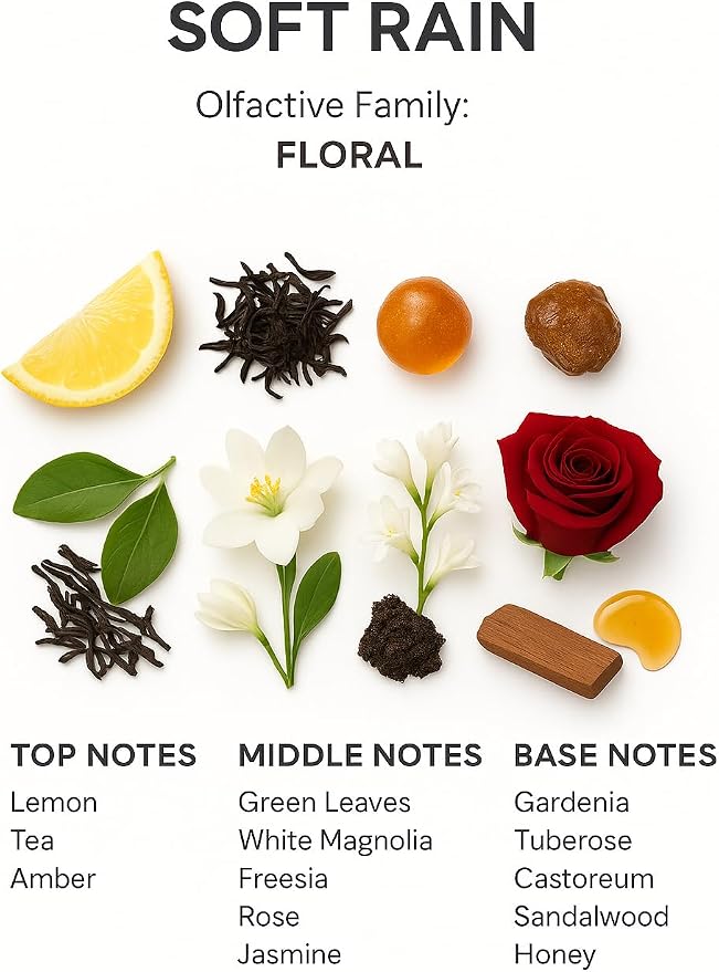 SevenAromas Soft Rain | 45ml 1.5oz Hotel Scent Diffuser Oil | Floral | Rose, Jasmine & Gardenia | London Luxury Aromatherapy