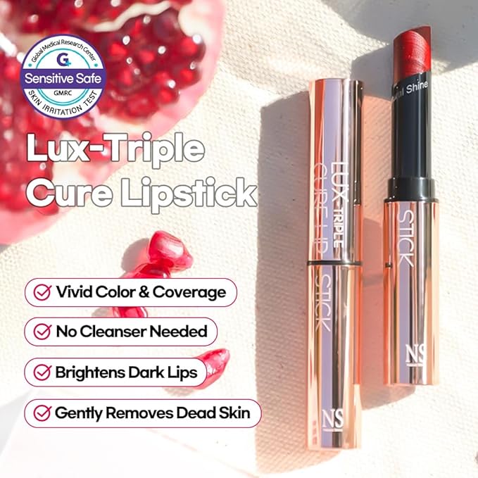 Lux Triple Cure Lipstick Louis (Coral Beige) (0.12oz) Natural Tinted Korean Lip Balm, Petroleum/Paraben Free natural ingredients moisturizing + exfoliating + coloring all at once,lip balm hydrating