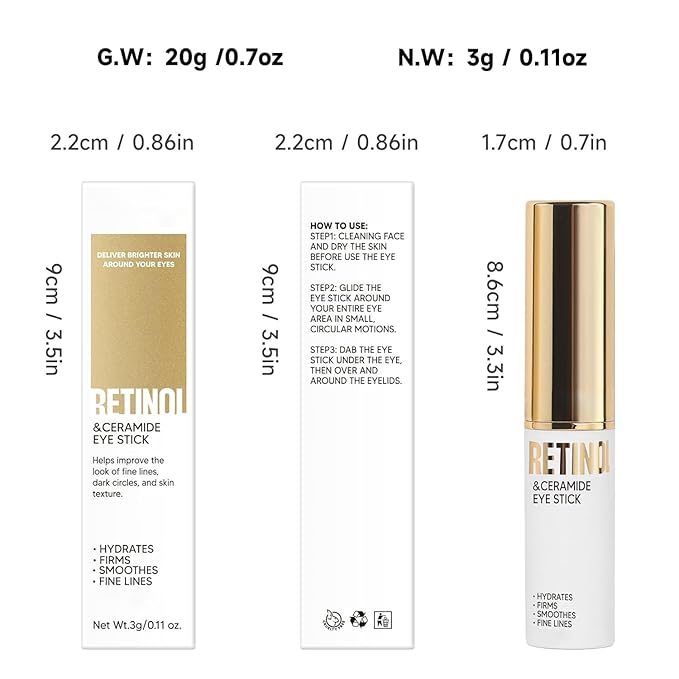 VSTYLE Retinol Eye Stick, Cream Balm Body Moisturizing Lip Blam Neck Cream Portable Eye Skin Stick Anti-Wrinkle Removing Dark Circles Fine Line Moisturizing for Women Man Daily Skin Care