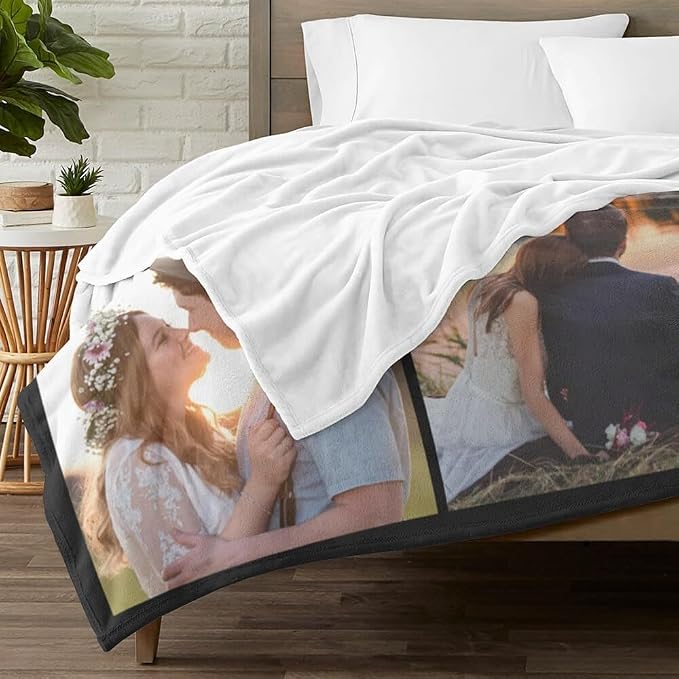 inkArts Custom Blankets with Photo, Personalized Blankets, Customized Photo Blanket, Custom Picture Blanket, Personalized Anniversary Couple Gifts for Women Men Her Him Girlfriend Boyfriend