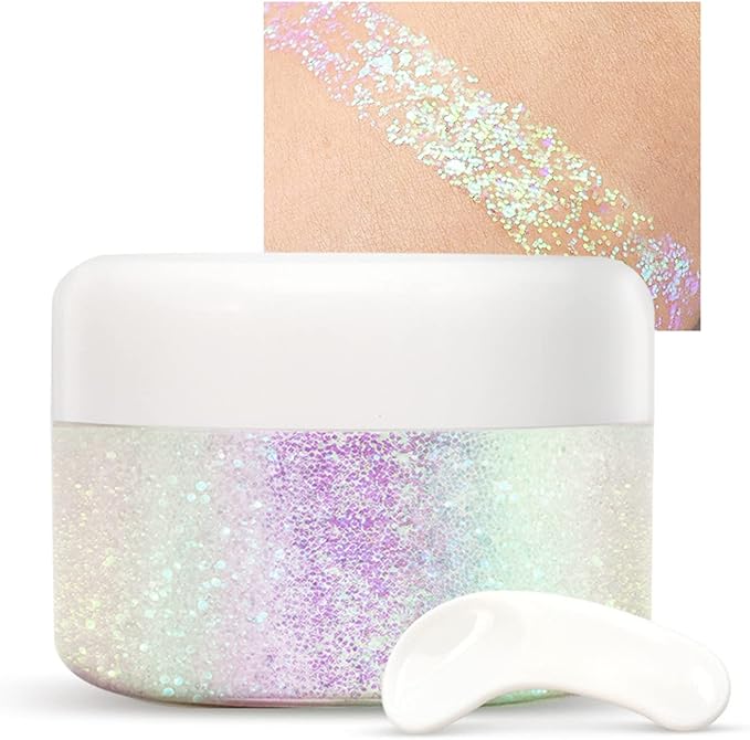 Holographic Body Glitter Gel for Body Face Hair Lip Makeup, Sparkling Glitter Long-Lasting Waterproof Liquid Sequins for Women Girls Perfect for Music Festival Halloween Concerts Art Party(04)