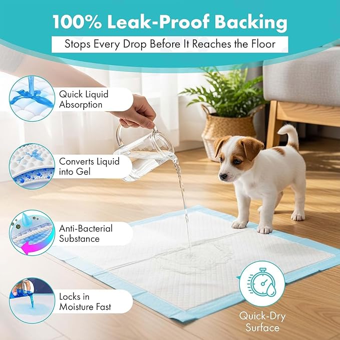 TBM Puppy Pads 100 Count - 23.6" x 23.6" - Super Absorbent Pee Pads for Dogs - Premium Leak-Proof - Pets Potty Training Essentials - Disposable Quick- Dry Pads for Puppies | Cats | Rabbits