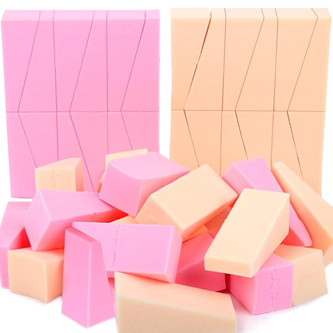 Teenitor 48 Pieces Makeup Sponge Blender For Face Curve Blending, Latex Free Small Wedge Shaped Smooth Apply Beauty Sponge Applicator For Liquid Cream Foundation Festival Makeup