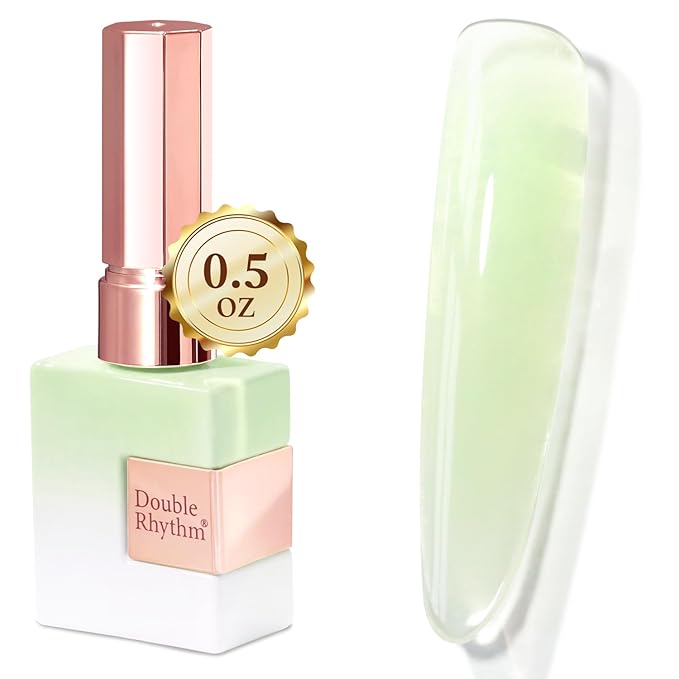Double Rhythm 0.5 Oz Jelly Gel Polish Same Color Same Bottle Sheer Neutral Natural Light Milky Pastel 15ML Translucent Polish Art DIY at Home (Milky Green-A1792)