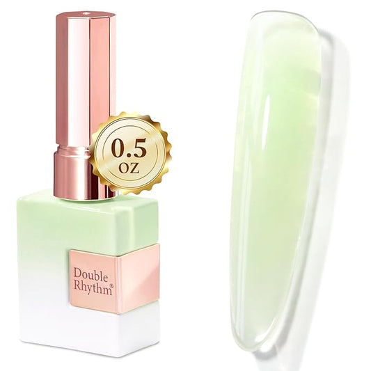 Double Rhythm 0.5 Oz Jelly Gel Polish Same Color Same Bottle Sheer Neutral Natural Light Milky Pastel 15ML Translucent Polish Art DIY at Home (Milky Green-A1792)